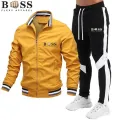 2023 Autumn/Winter BSS FLEXX APPAREL New Men's Jacket Set Casual Set Spliced Pants Baseball Stand Neck Jacket High Quality Jacke. 