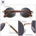 Oi Wood Retro Round Wood Sunglasses For Men Women Wooden Sun Glasses Polarized Blue Mirror Eyewear Fashion Driving Goggle 8024.