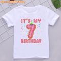 2th-10th Birthday Gift Graphic Print Tshirt For Girls Donuts Crown T Shirt Kids Clothes Summer Kawaii Children Clothing T-Shirt. 