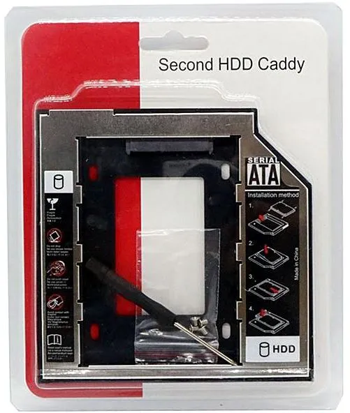Laptop%20DVD%20to%202nd%20SSD/HDD%20Caddy%20Hard%20Drive%20Enclosures%20Size%209.5mm%20-Black%20-%20Image%202