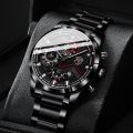 DEYROS Relo Men Black Stainless Steel Watch Analog Quartz Calendar Watch for Men. 