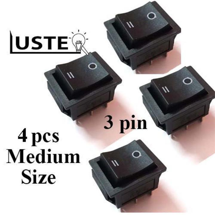 4 Pcs Black medium 3 Pin On Off Switch 6A-10A 250V XL601- 3 Pin Snap-in ...