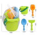 Bath Toys Children's fall-resistant soft rubber beach bucket set, baby shovel digging tools, children's beach play in the water, sand toys.