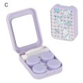 1PC Plastic Mini Square Contact Lens Case With Mirror Lovely Colorful Contact Lenses Box Container Easy Carry Travel Tools. 