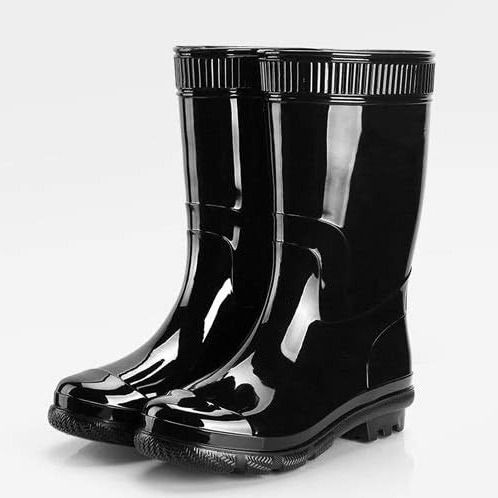 Black Rain Boots for Men - Understated Waterproof Gum BootMen's Black Outdoor Rain Boots Wearresistant Antiscratch Rain Boots Nonslip Platform Rain Boots Progressively Better