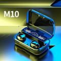 M10 TWS Earphone 9D Stereo LED Digital Display Touch CVC8.0 Digital Noise Reduction Technology (With Mini Power Bank Charging Box). 
