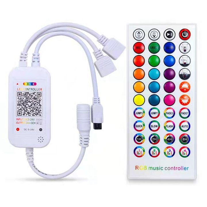 Bluetooth LED Controller+40 Keys Remote Control APP Control and Music Sync IR RF for 5050 3528 RGB LED Light