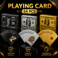 Gold Premium Poker Cards Waterproof PET Plastic – Luxury Foil Playing Cards Deck 54 Pcs Gold Silver Black Durable Flexible Tash Game Cards Gift. 