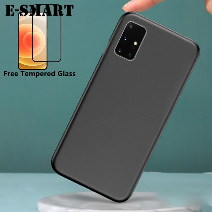 Phone Case Samsung Galaxy M51 Soft Back Cover Free Tempered Glass Screen  Protector Matte Silicone Samsung M51 Case