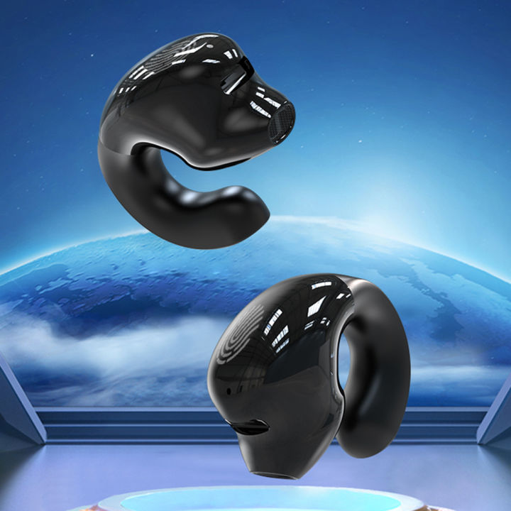 Single Wireless Headphones Waterproof Sports Earphones Noise Cancelling Clip On Headphones with Mic for Workout Home Office