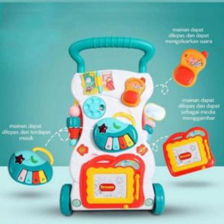 Glaceon Sit-to-Stand Learning Walker Baby Walking Toys,Push Pull Toys - Adjust Speed, Non-Slip, Prevention O-Leg with Music,Mirror,Book - 0-3 Year Old