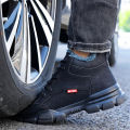 【selevn roind】 Black Leather Winter Plush Safety Work Boots For Men Waterproof Anti Nail Pressure Labor Shoes Indestructible Steel Toe Footwear. 