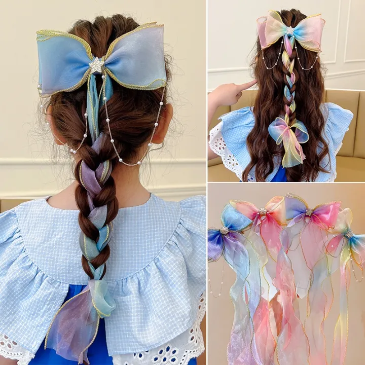 2pcs%20Bow%20Ribbon%20Hair%20Clip%20Pony%20tail%20Hair%20Pin%20Cute%20Hair%20Accessories%20for%20Kids%20Girl%20-%20Image%204