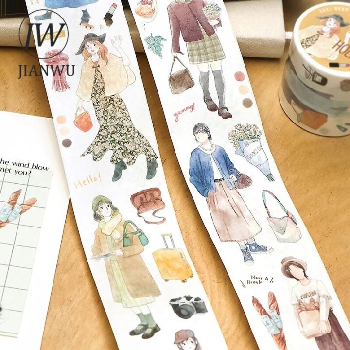 JIANWU%2040mm*300cm%20Today%E2%80%99s%20Outfit%20Series%20Literary%20Character%20Material%20Decor%20Washi%20Tape%20Creative%20DIY%20Journal%20Collage%20Stationery%20-%20Image%202