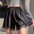 Women Safety Pants Ice Silk Boxer Shorts Ladies Lace Seamless Underwear Polyester Bloomers Shorts Anti-Emptied Pajama Pants. 