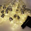 Led Christmas Lights 5M/8M 10/20Bulb G45 Globe Festoon Bulb With Copper Wire Fairy Light Solar Powered Party Ball String Lamps----warm white 8m20bulbs. 
