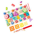 Baby Montessori Geometry Set Pillar Block Classification for Early Childhood Education Shape Matching Color Number Cognitive Teaching Aids Toys. 