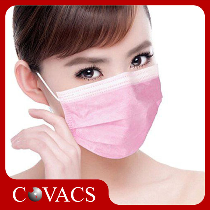 One Time Masking PINK Surgical Non Medical one time Mask 3 layers with nose bar 25 pcs ...