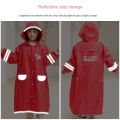 Korean Style Kid's Rain Poncho with Safety Reflective Stripes Students Waterproof Full-body Raincoat Reserved Backpack Space. 