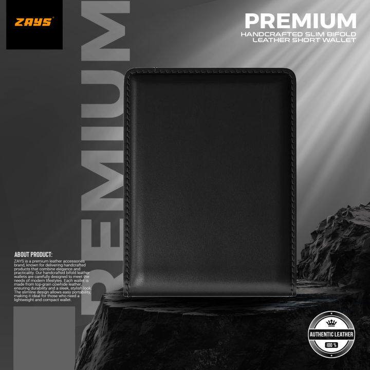 Zays Handcrafted Premium Leather Bifold Wallet – Slim, Durable & Stylish Short Wallet for Men & Women – Top-Grain Leather, Compact & Lightweight