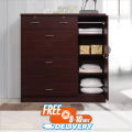 Compact Wardrobe with 2 Secure Drawer, 3 Large Storage Drawer, 1 Cloths storage Shelve cabinet by Nice Shop48/40.