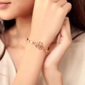 Women en Flower Crystal Rose Bangle Cuff Chain Brelet Chic Jewelry Present.