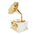 Luxury Home ornaments Vintage Antique Wooden Metal Phonograph Music Box for Home Desktop Decoration Music Box Ornament Gifts. 