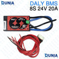DALY 8S 24V 20A LiFePO4 BMS with Balancing Board for 3.2V Cell Pack.