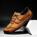 Split Leather Men Shoes Hand Sewing Man Casual Shoes Welt Stitching Loafers Flats Male Leisure Shoe Big Size 39-48. 