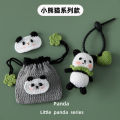 Hand-crocheted red panda series hairpins, keychains, bundles, car key pendants, change card bags, and hairpins.