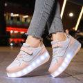 Pink Fashion Girls Boys LED Light Roller Skate Shoes for Children Kids Sneakers with Wheels Two Wheels Sneakers for Boys Kids. 