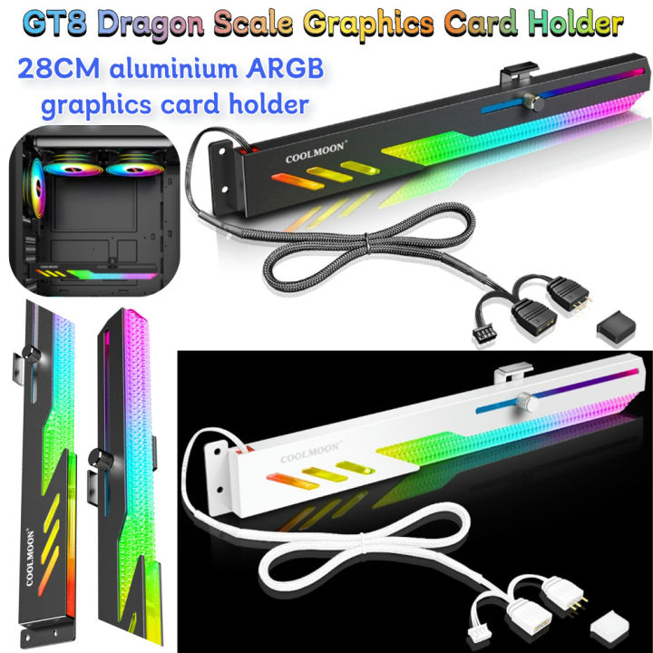 Horizontal Rack Gpu COOLMOON GT8 Horizontal GPU Support 5V ARGB Bracket Support Computer ...