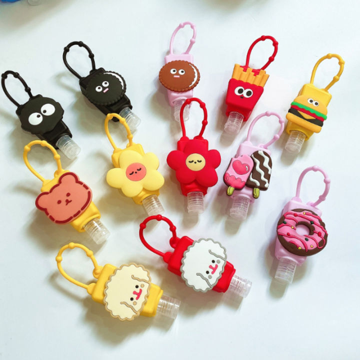 Cute Cartoon Food Silicone Hand Sanitizer Pocketable Holder With Empty Bottle