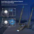 EDUP Free Driver AX5400 WiFi 6E Adapter USB3.0 Dongle High Gain Antenna Wireless Network Card Tri Band 2.4G/5G/6GHz Wi-Fi. 