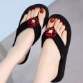 Women Summer Bohemian Clip Toe Flip Flops Non-slip Wedges Slippers Beach Shoes Fashion Beach Sandals Female Casual Slippers.
