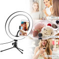 10inch LED Ring Light Photography Fill-in Lamp 3 Lighting Modes Dimmable USB Powered with Phone Holder Mini Desktop Tripod Remote Shutter for Live Video Recording Network Broadcast Selfie Makeup. 