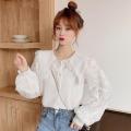 Spring and Autumn 2022 New Korean Style Sweet Lace Long Sleeve Shirt Women's Design Sense Niche Doll Collar Western Style Shirt. 