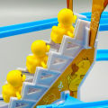 Funny Duck Climbing Stairs Track Toys Electric Music Slide Stair Climbing Toy, Ducklings Cartoon Race Track Set Little Lovely Penguins Slide Toy Escalator Toy with Lights and Music.