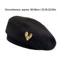 Fall Winter Elegant Solid British Painter Hats Brimless Baret For Women Woolen Beret Hat With Love Heart. 