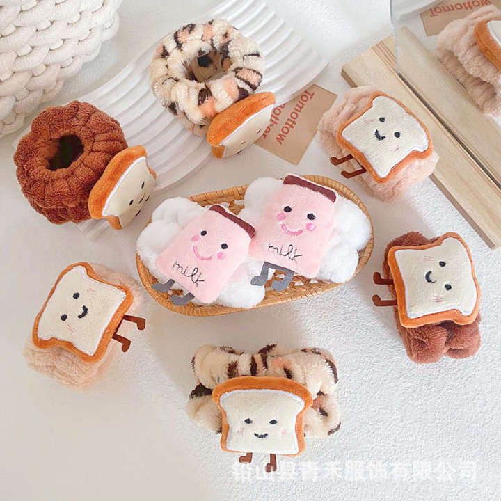 Cartoon Cute Toast Rice and vegetable roll Face Wrist Female Wash Hands Do Not Drip Prevent Cuffs from Getting Wet Water Absorbent Bracelet Hair Band