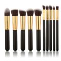 Soft Kabuki Makeup Brush Set 10 Pieces Premium Synthetic Kabuki Makeup Brush Set-Black Gold. 