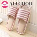 Women's Home Indoor Non-slip Slippers Ladies Flat Printed Soft Comfortable Cotton-linen Flipflops. 