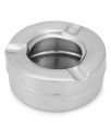 Small Round Stainless Stell Ashtray With Wind Proof Lid- 1 ps [9.2cm/3.8cm]. 