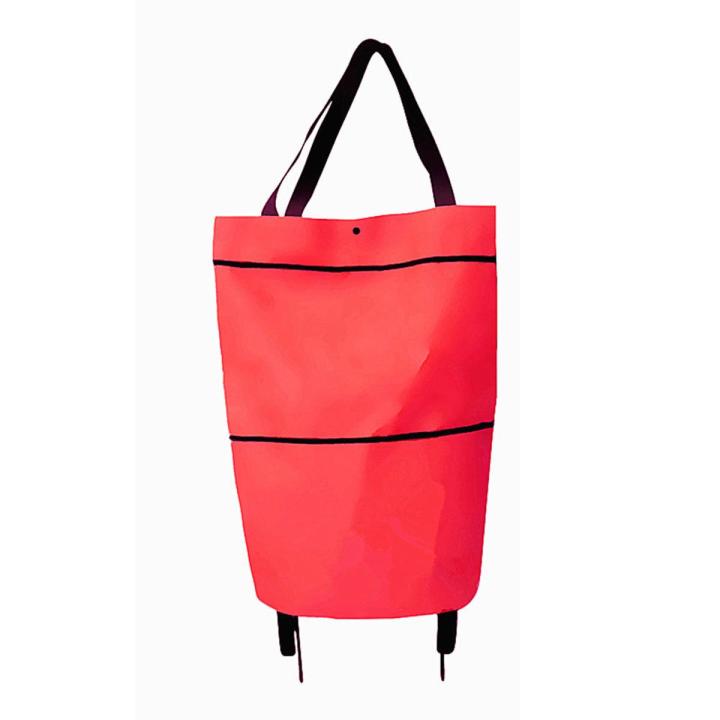 Foldable Shopping Pull Cart Trolley With Wheels Shopping Bags Reusable Large Waterproof Handbag