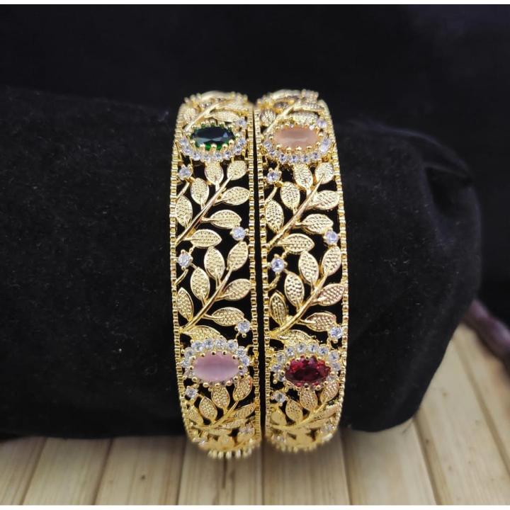 Multi color diamond cut fashionable party wear bangle set for women