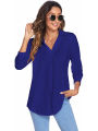 Eligible Women Loose Shirt, Adults Casual Solid Color V-neck Three-quarter Sleeve Pullover. 