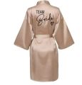 Wedding Party Team Bride Robe With Black Letters Kimono Satin Pajamas Bridesmaid Bathrobe.