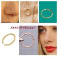 Golden Noth Type Nose Pin For Women And fashionable Girls Simple . Nose Ring , Wedding,Fashion,Partywear. Model:PE1.. 