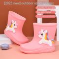 Kids Rain Shoes Girls Boys Cute Cartoon Pattern Boots Students Non-slip Waterproof Footwear Lovely Soft Bottom Children Footwear. 