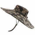 100% Cotton Camouflage Bucket Hat 16CM Large Wide Brim Sun Hat Camping Hiking Mesh Breathable Anti UV Fishing Hats for Men Women. 